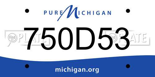 750D53 Michigan License Plate
