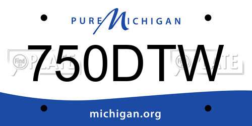 750DTW Michigan License Plate