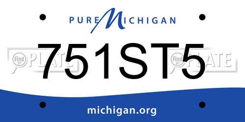 751ST5 Michigan License Plate