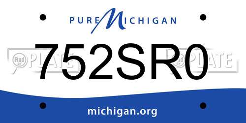 752SR0 Michigan License Plate