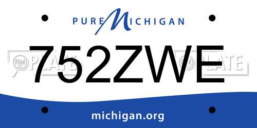 752ZWE Michigan License Plate