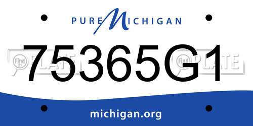 75365G1 Michigan License Plate