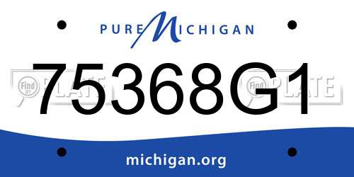 75368G1 Michigan License Plate