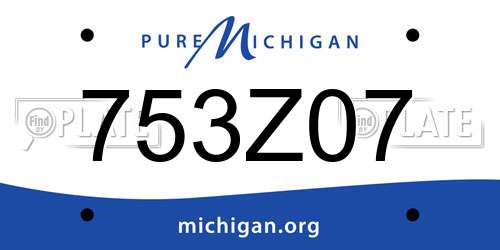 753Z07 Michigan License Plate