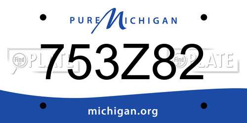 753Z82 Michigan License Plate
