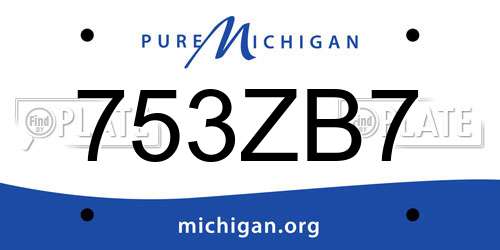 753ZB7 Michigan License Plate