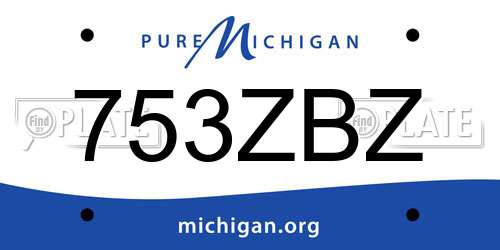 753ZBZ Michigan License Plate