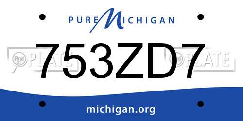 753ZD7 Michigan License Plate