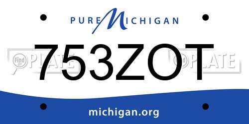 753ZOT Michigan License Plate