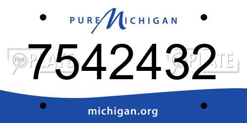 7542432 Michigan License Plate
