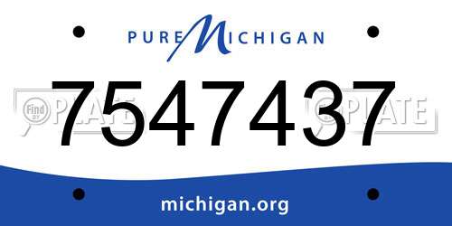 7547437 Michigan License Plate
