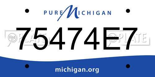75474E7 Michigan License Plate