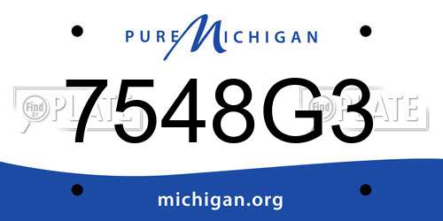 7548G3 Michigan License Plate