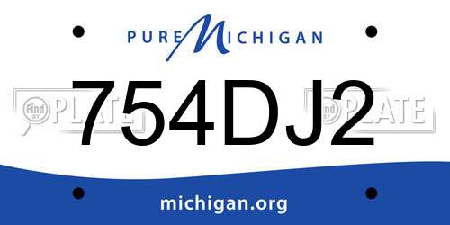 754DJ2 Michigan License Plate