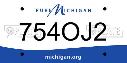 754OJ2 Michigan License Plate