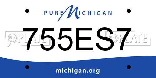755ES7 Michigan License Plate