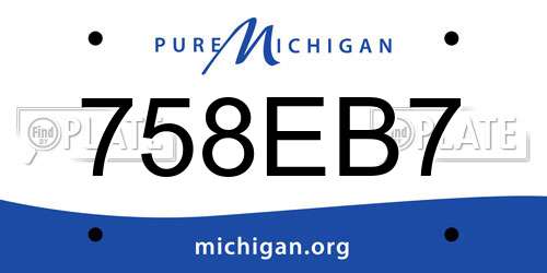 758EB7 Michigan License Plate
