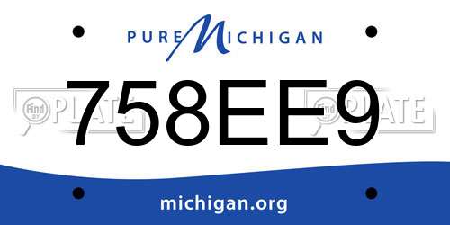 758EE9 Michigan License Plate