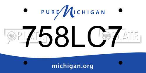 758LC7 Michigan License Plate
