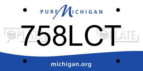 758LCT Michigan License Plate