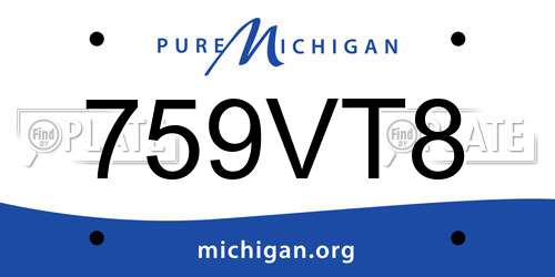 759VT8 Michigan License Plate