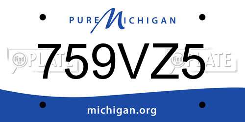 759VZ5 Michigan License Plate