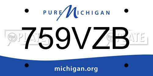 759VZB Michigan License Plate