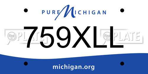 759XLL Michigan License Plate