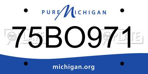 75BO971 Michigan License Plate