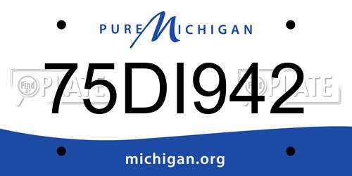 75DI942 Michigan License Plate
