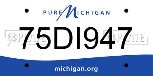 75DI947 Michigan License Plate