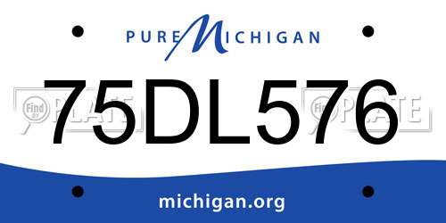 75DL576 Michigan License Plate