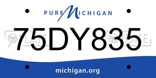 75DY835 Michigan License Plate
