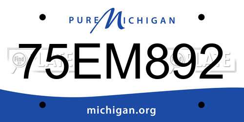 75EM892 Michigan License Plate