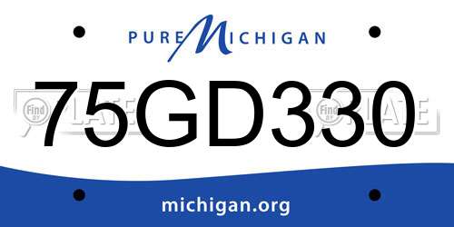 75GD330 Michigan License Plate