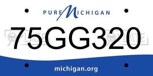 75GG320 Michigan License Plate