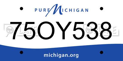 75OY538 Michigan License Plate