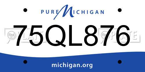75QL876 Michigan License Plate