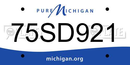 75SD921 Michigan License Plate