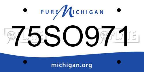 75SO971 Michigan License Plate