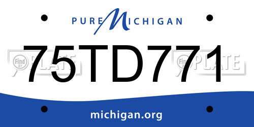 75TD771 Michigan License Plate