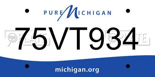 75VT934 Michigan License Plate