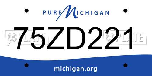 75ZD221 Michigan License Plate