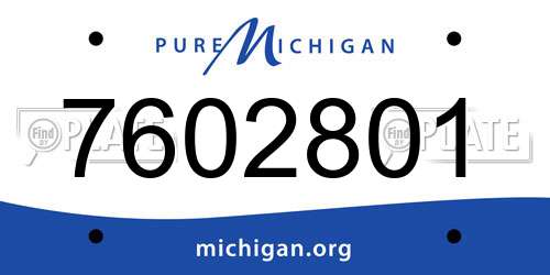 7602801 Michigan License Plate