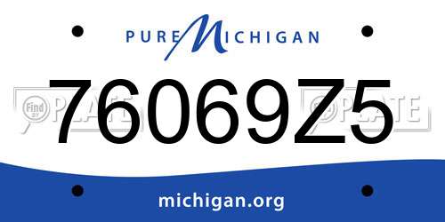 76069Z5 Michigan License Plate