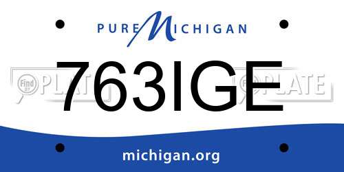 763IGE Michigan License Plate
