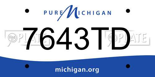 7643TD Michigan License Plate