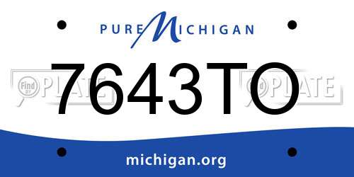 7643TO Michigan License Plate