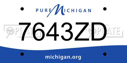 7643ZD Michigan License Plate
