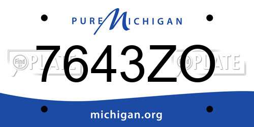 7643ZO Michigan License Plate
